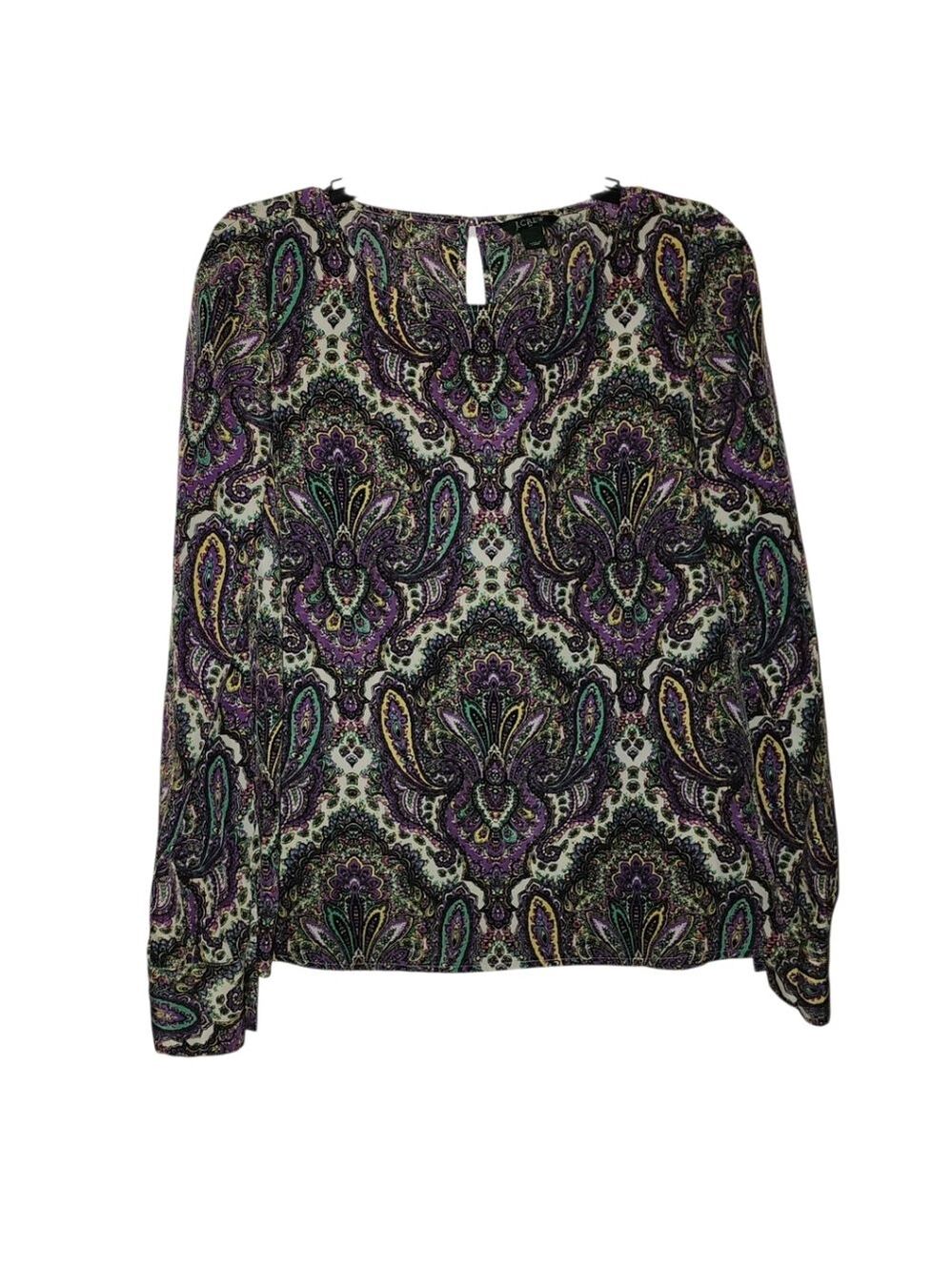 J. Crew Long Sleeve Paisley Print Blouse Size Medium
